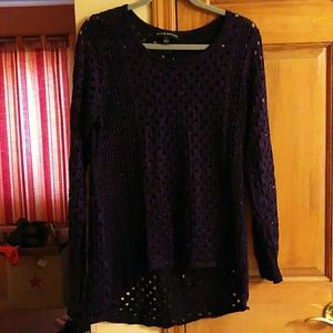 Plum sparkly hi lo sweater